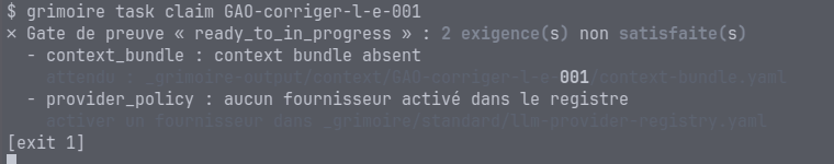 Capture d'écran réelle du refus dans un terminal Konsole : les deux exigences manquantes et leur remède